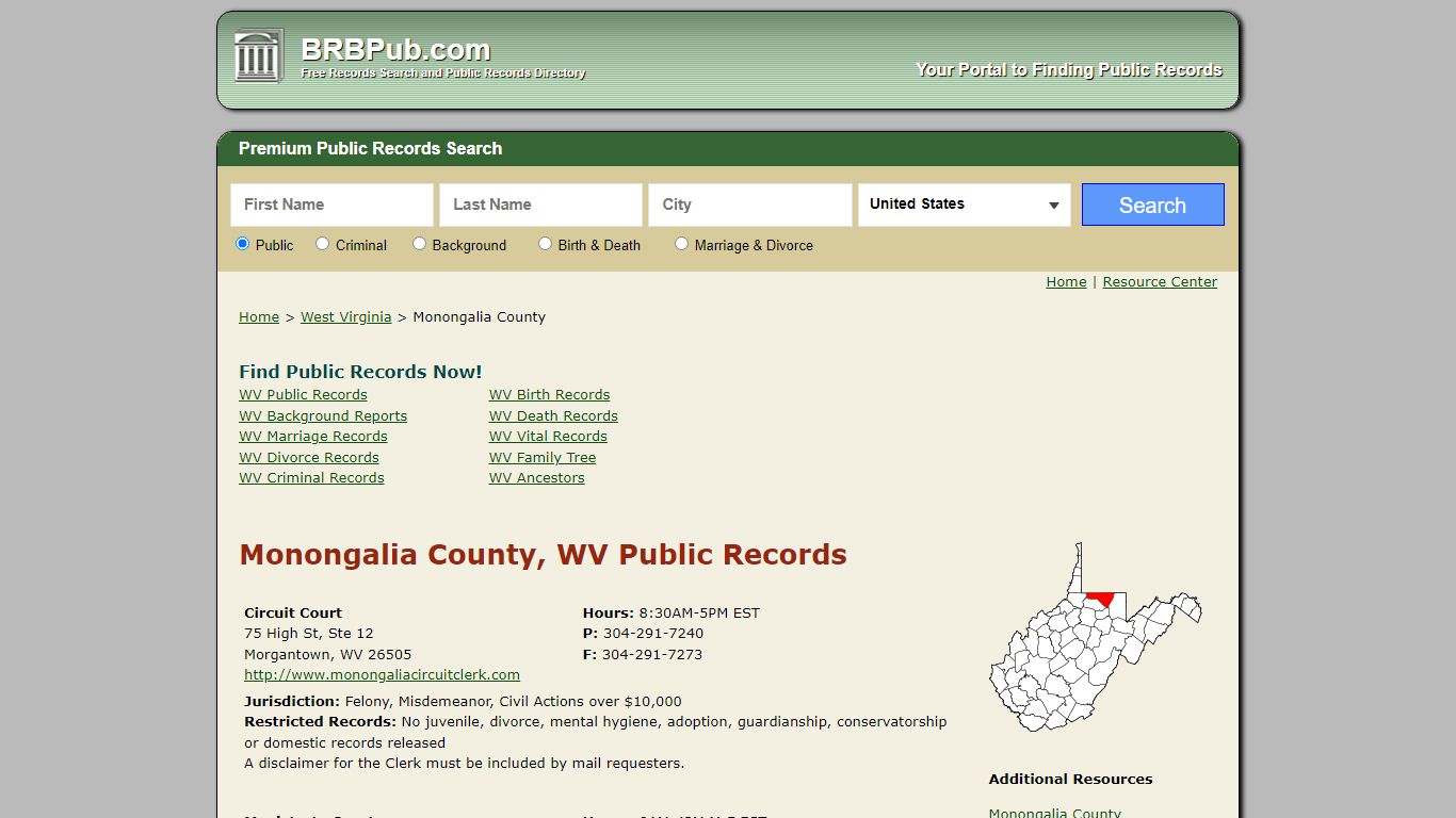 Monongalia County, WV Public Records - BRB Pub